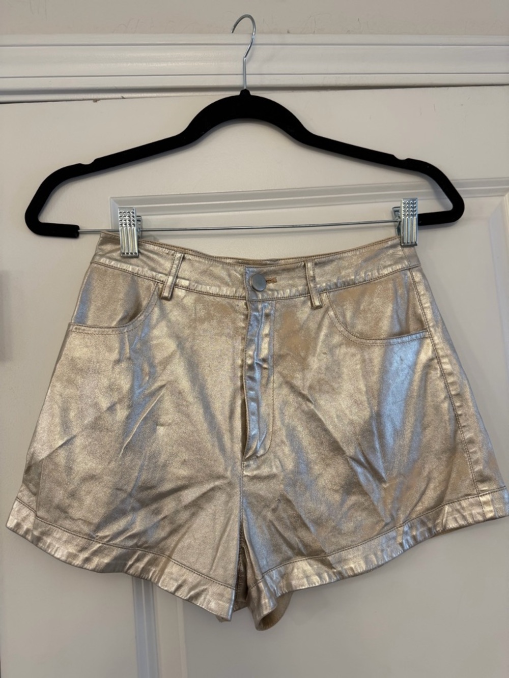 Tobi Metallic Gold High-Waist Shorts
